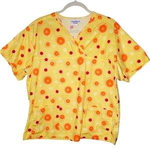 Peaches Uniforms Bright Colored V-Neck Short Sleeve Scrub Top w Pockets 558